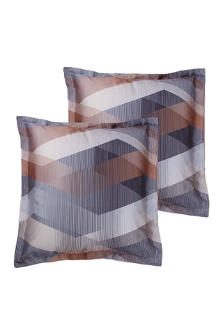 2 federe Helix in raso di cotone 80 fili/cm² - Navy e beige 