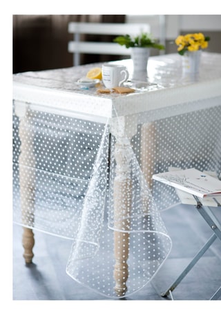 Tovaglia rettangolare Agno - Trasparente e bianco