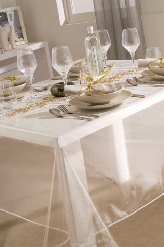 Tovaglia rotonda iridescente Translucide Paillette - Argentato