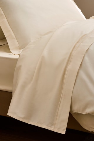 Sábana bajera de satén de algodón 120 hilos/cm² Prestige - Crema