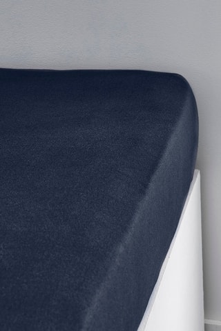 Sábana bajera de algodón 130 g/cm² Essential - Azul marino - Esquina 25 cm