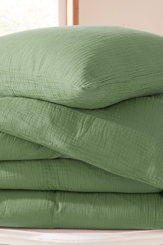 Funda de almohada de gasa de algodón 57 hilos/cm² Noah - Oliva