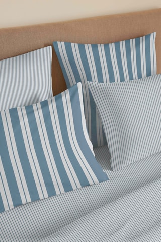 Pack parure copripriumino in cotone 57 fili/cm²  Florence - Blu e bianco