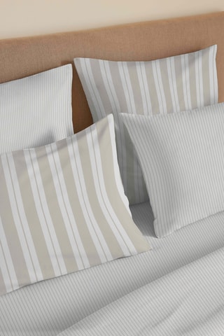 Pack parure copripriumino in cotone 57 fili/cm²  Florence - Bianco e beige