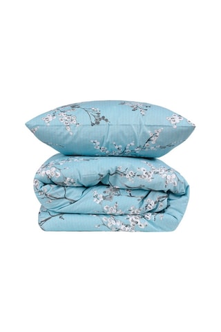 Parure copripiumino in cotone rinforzato 57 fili/cm² Chircory - Blu