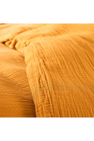 Juego de nórdico de gasa de algodón 240 x 220 cm + 2 fundas de almohada 65 x 65 cm Curry