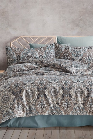 Parure copripiumino in cotone La Maison 79 fili/cm² - Beige e blu