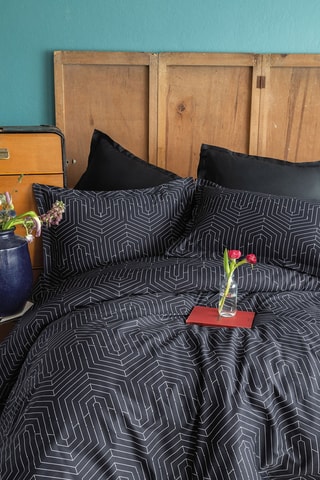 Parure copripiumino double face in raso di cotone 83 fili/cm² - Nero