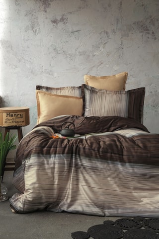 Parure copripiumino double face in raso di cotone Gerard - 83 fili/cm² - beige