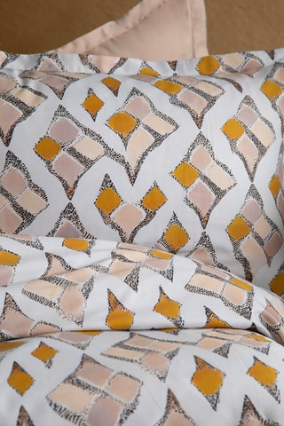 Parure copripiumino in raso di cotone Crassa 83 fili/cm² - Ambra e bianco