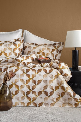 Parure copripiumino in raso di cotone Illusion 83 fili/cm² - Beige e marrone