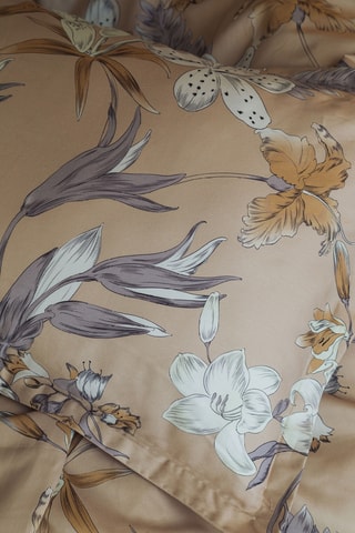 Parure copripiumino in raso di cotone Botanist 83 fili/cm² - Beige