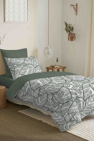 Pack parure copripriumino double face in cotone 57 fili/cm² Fira - Rosmarino