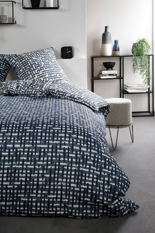 Parure copripiumino in cotone 57 fili/cm² Sunshine 6.44 - Blu e bianco