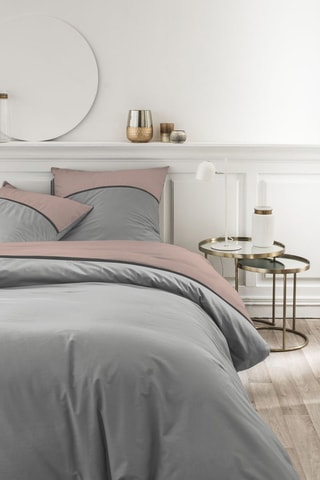 Parure copripiumino in percalle di cotone 78 fili/cm² Prestige - Grigio e rosa