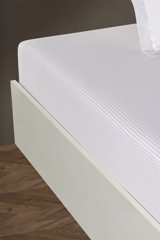 Sábana encimera STR de satén de algodón 125 hilos/cm² - Blanco