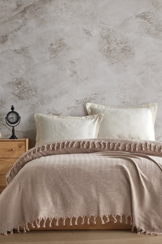 Manta Berlino de algodón reciclado - 280 g/cm² - Beige