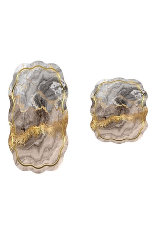 2 tappetini bagno - Bianco e dorato - 50 x 60/60 x 100 cm