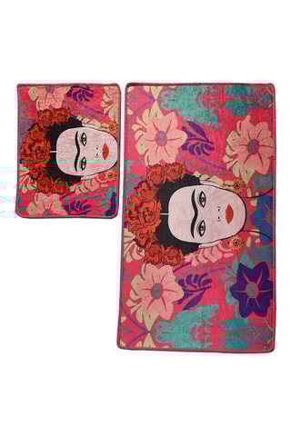 2 tappetini bagno - Rosa - 50 x 60 cm/60 x 100 cm