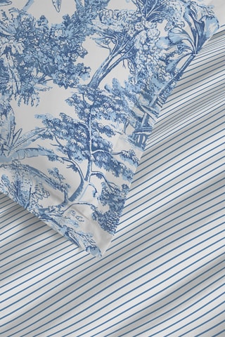 Parure de draps réversible en coton - 57 fils/cm² - Bleu