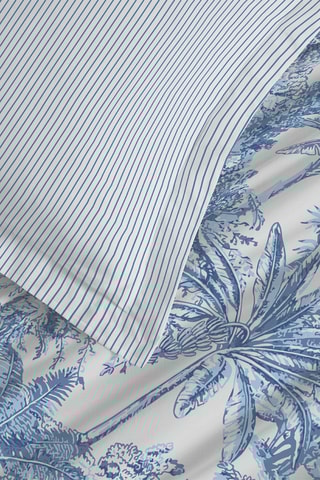 Parure de draps réversible en coton - 57 fils/cm² - Bleu