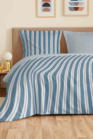 Parure de draps réversible en coton - 57 fils/cm² - Bleu