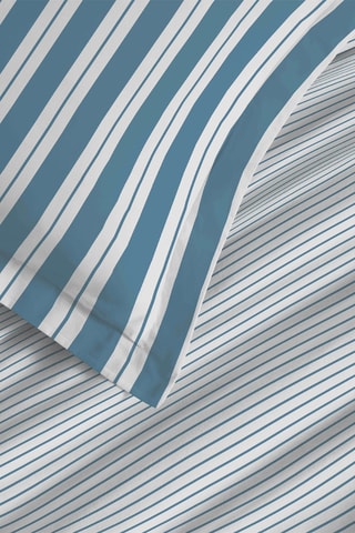 Parure de draps réversible en coton - 57 fils/cm² - Bleu