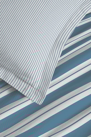 Parure de draps réversible en coton - 57 fils/cm² - Bleu