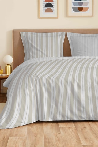 Parure de draps réversible en coton - 57 fils/cm² - Beige