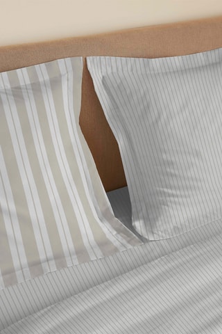 Parure de draps réversible en coton - 57 fils/cm² - Beige