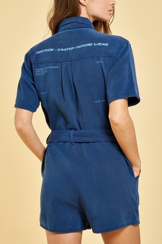 Tuta corta in jeans Louna - Blu