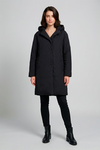Giacca lunga con cappuccio Esther - Nero