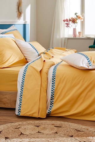 Funda de almohada de algodón peinado 80 hilos/cm² Romy - Amarillo - 50 x 70 cm