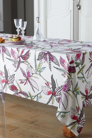 Mantel antimanchas rectangular Paradise Rose - Blanco