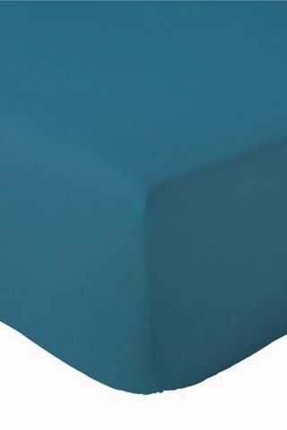 Sábana bajera de algodón peinado 80 hilos/cm² Lino - Azul cobalto