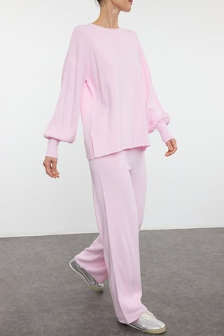 Maglia e pantaloni wide legs - Rosa