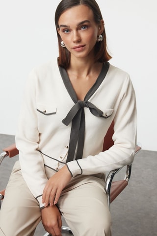 Cardigan - Bianco e grigio