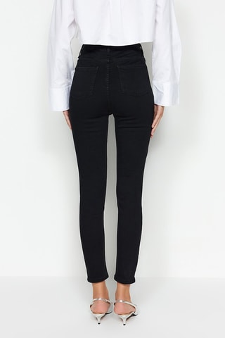 Jeans skinny 7/8 a vita alta - Nero