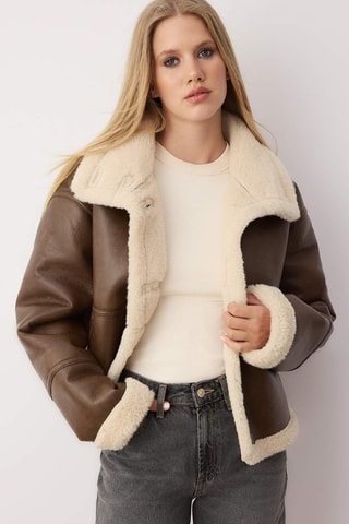 Giacca oversize - Beige e marrone