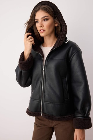 Giacca con cappuccio - Marrone e nero