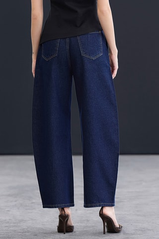 Jeans loose a vita alta - Blu scuro