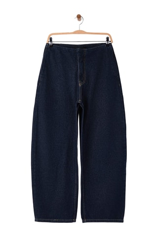 Jeans loose a vita alta - Blu scuro