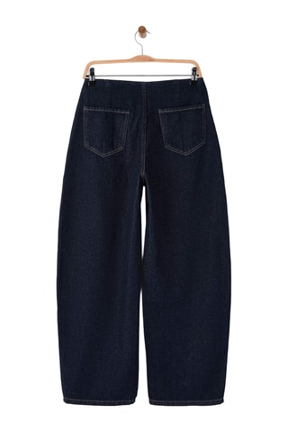 Jeans loose a vita alta - Blu scuro