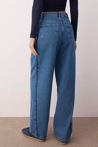 Jean loose taille haute - Bleu