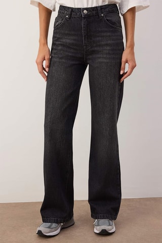 Jean wide legs taille haute - Anthracite