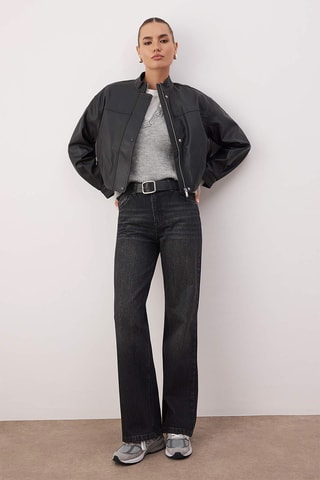 Jean wide legs taille haute - Anthracite