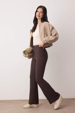 Pantalon taille haute - Marron