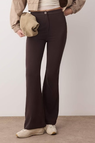 Pantalon taille haute - Marron