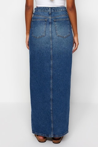 Gonna lunga in jeans a vita alta - Blu