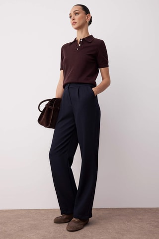 Pantalon wide legs - Bleu marine
